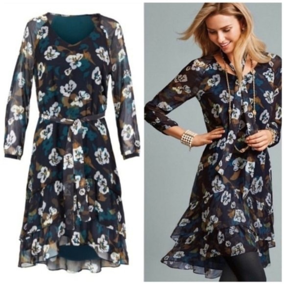 CAbi Dresses & Skirts - CAbi 3460 Pirouette Floating Flowers Dress Medium blue